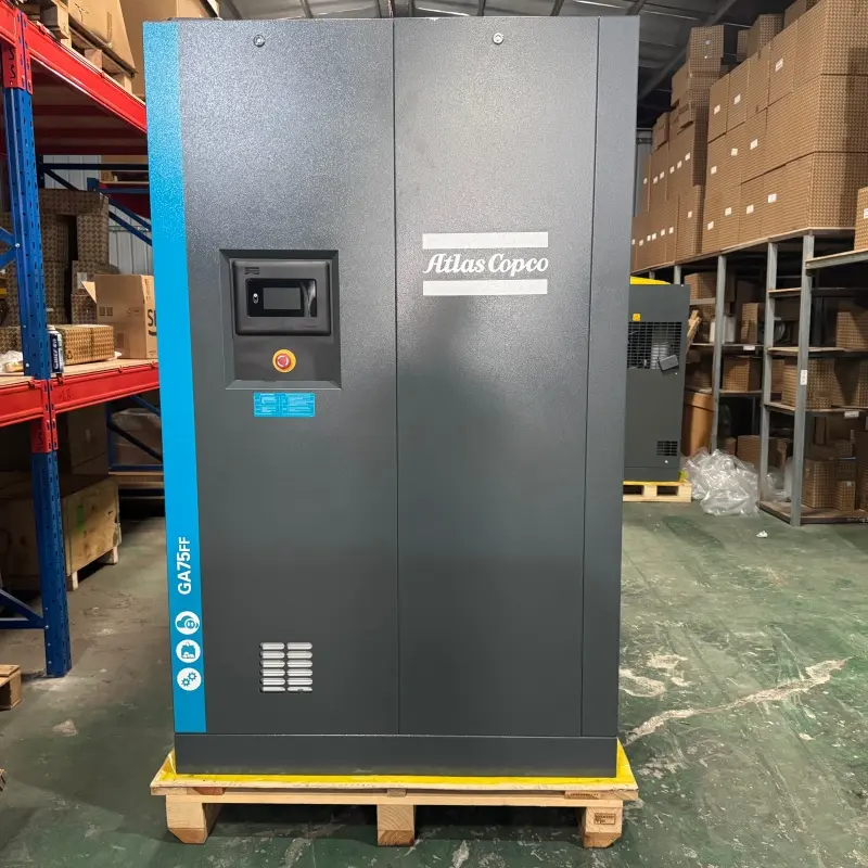 Kompresor Sekrup Injeksi Minyak Atlas Copco GA75FF 75 kW 100 HP Pengering Terintegrasi Asli