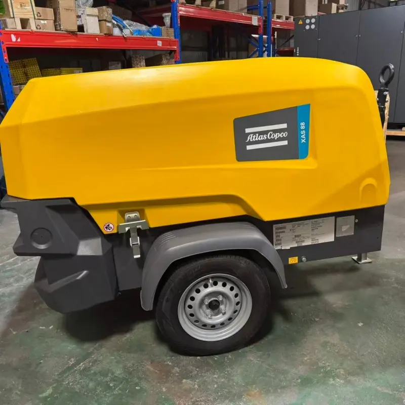 Atlas Copco XAS 88 KD Kompresor Udara Diesel Portabel dalam konstruksi Penambangan Asli